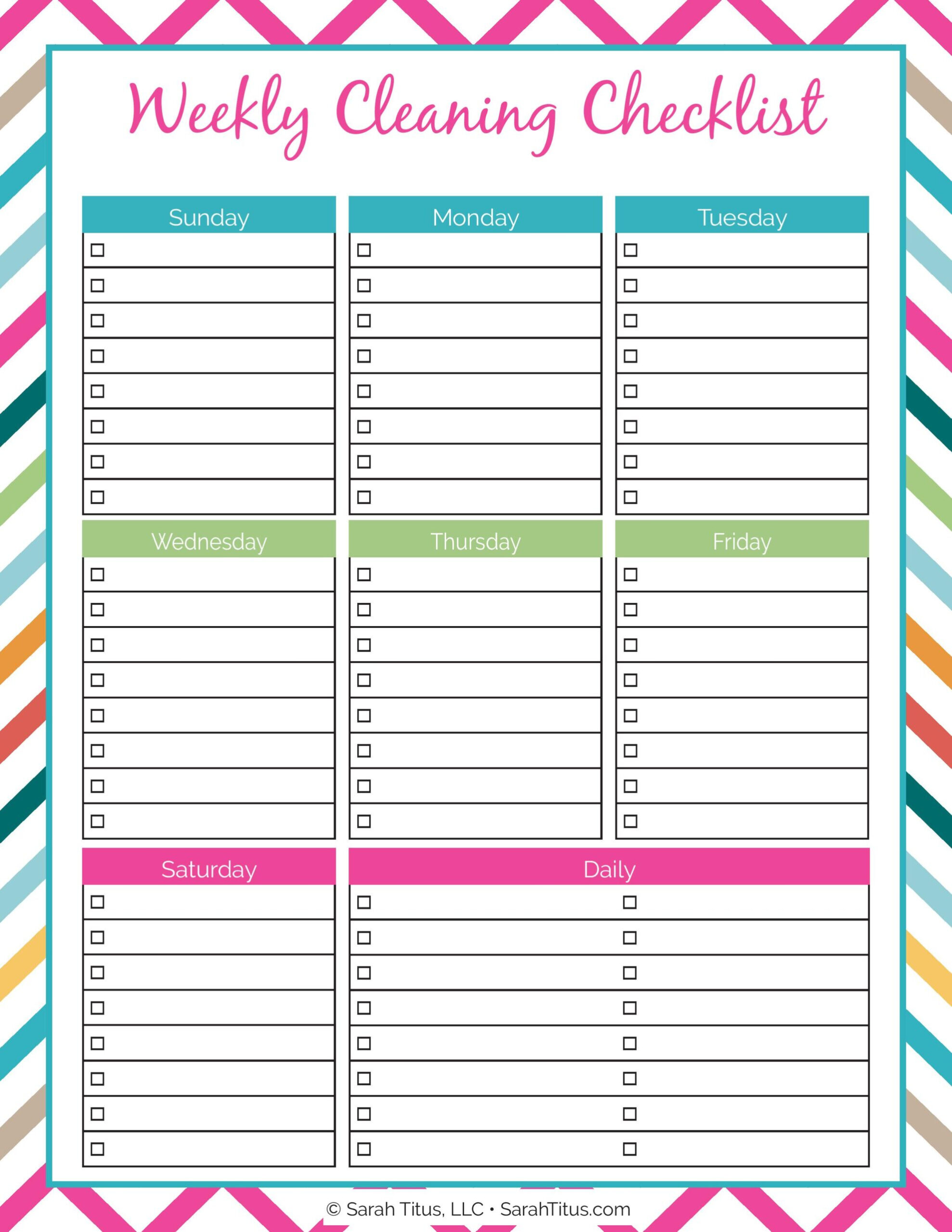 Cleaning Binder: Weekly Cleaning Checklist - Sarah Titus Within Blank Cleaning Schedule Template