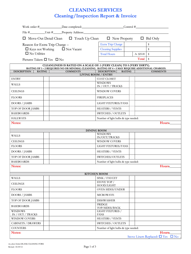 Cleaning Inspection Forms - Fill Online, Printable, Fillable  With Cleaning Report Template