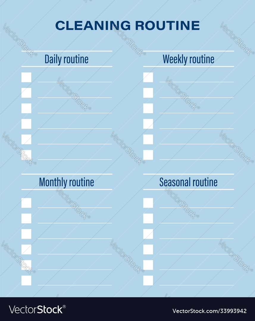 Cleaning Schedule Template Blank Empty Royalty Free Vector Regarding Blank Cleaning Schedule Template