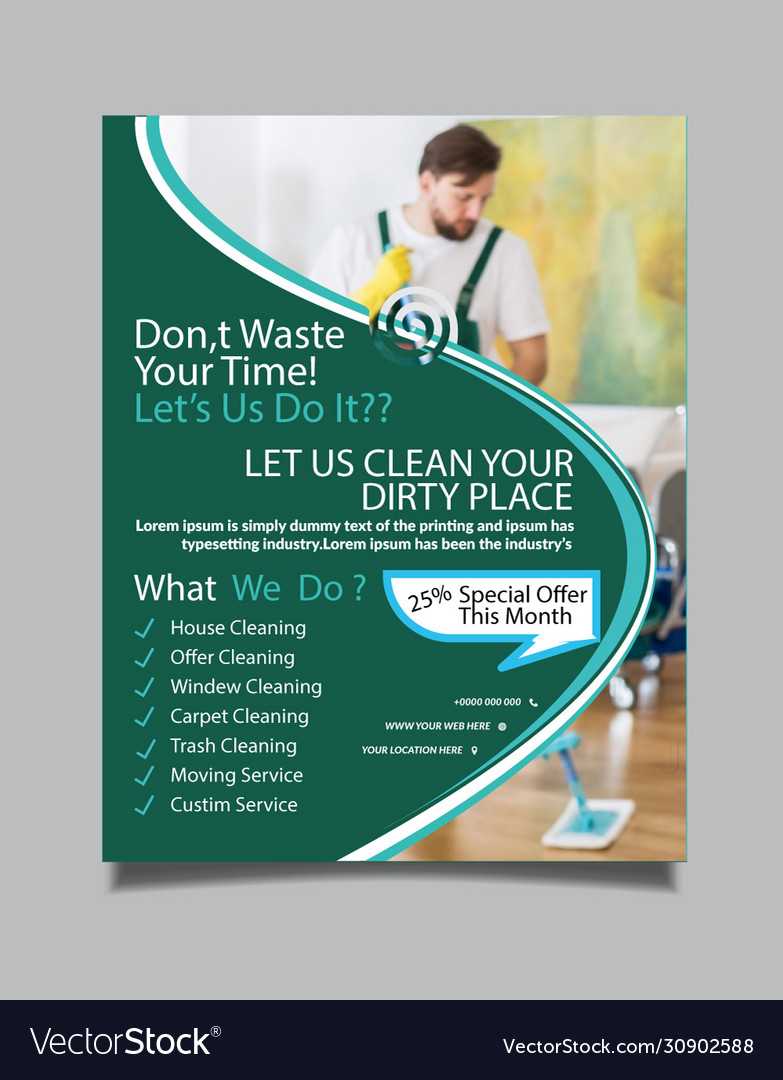 Cleaning Services Flyer Template Design Royalty Free Vector Pertaining To Commercial Cleaning Brochure Templates