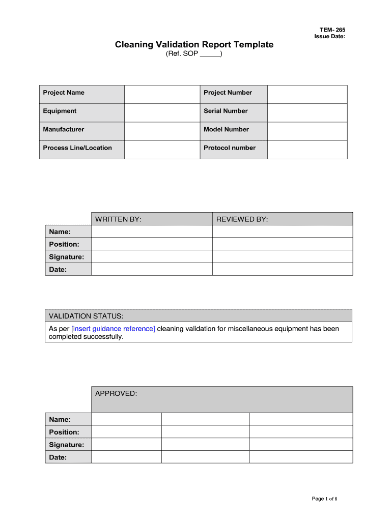 Cleaning Validation Report Template: Fill Out & Sign Online  DocHub Throughout Cleaning Report Template