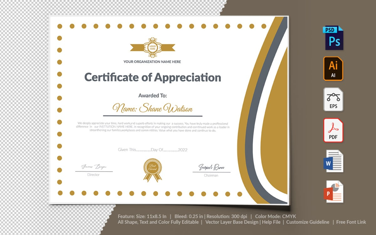 Cline Printable of Appreciation Certificate Template For Player Of The Day Certificate Template