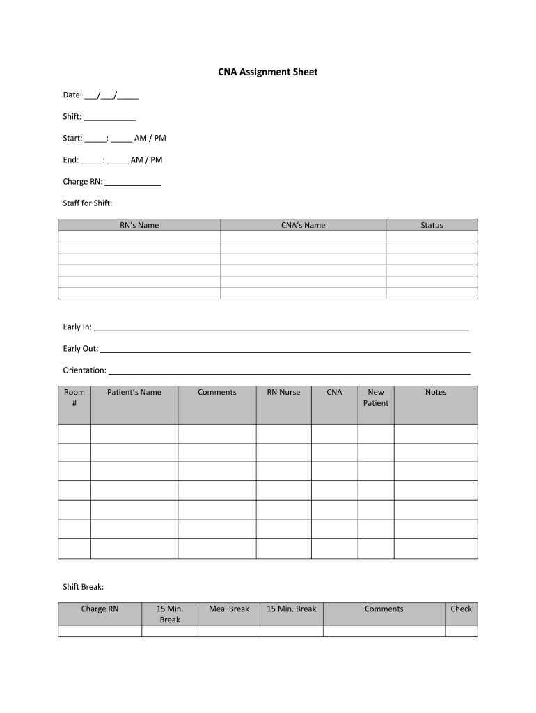 Cna Assignment Sheet Templates: Fill Out & Sign Online  DocHub Within Charge Nurse Report Sheet Template