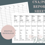 CNA/PCT Report Sheet & Hourly Organization Printable PDF – Etsy UK With Regard To Nursing Assistant Report Sheet Templates