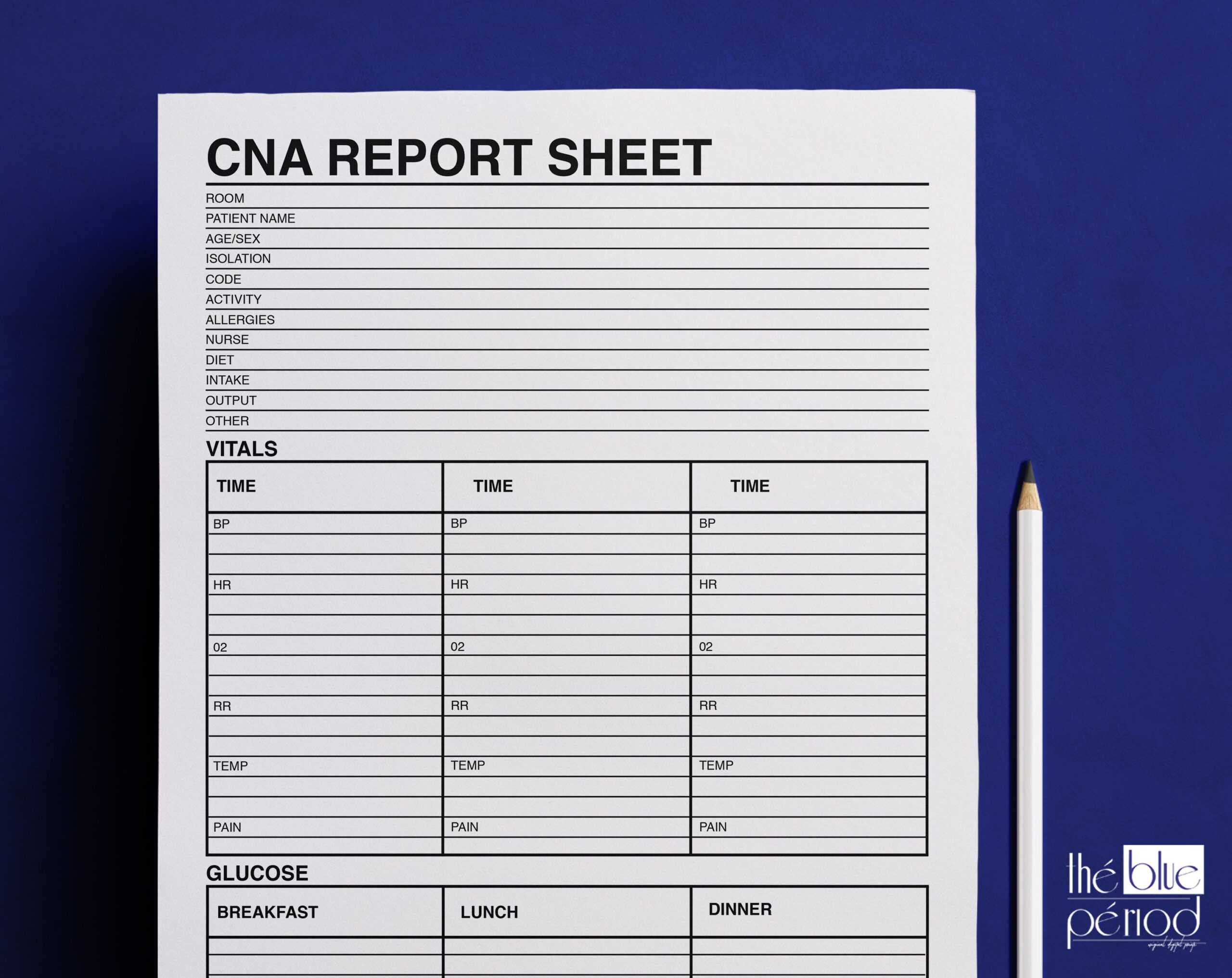 Cna Report Sheet - Etsy Pertaining To Nursing Assistant Report Sheet Templates