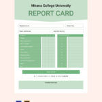 College Report Card Template – Illustrator, PSD  Template
