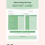 College Report Card Template – Illustrator, PSD  Template