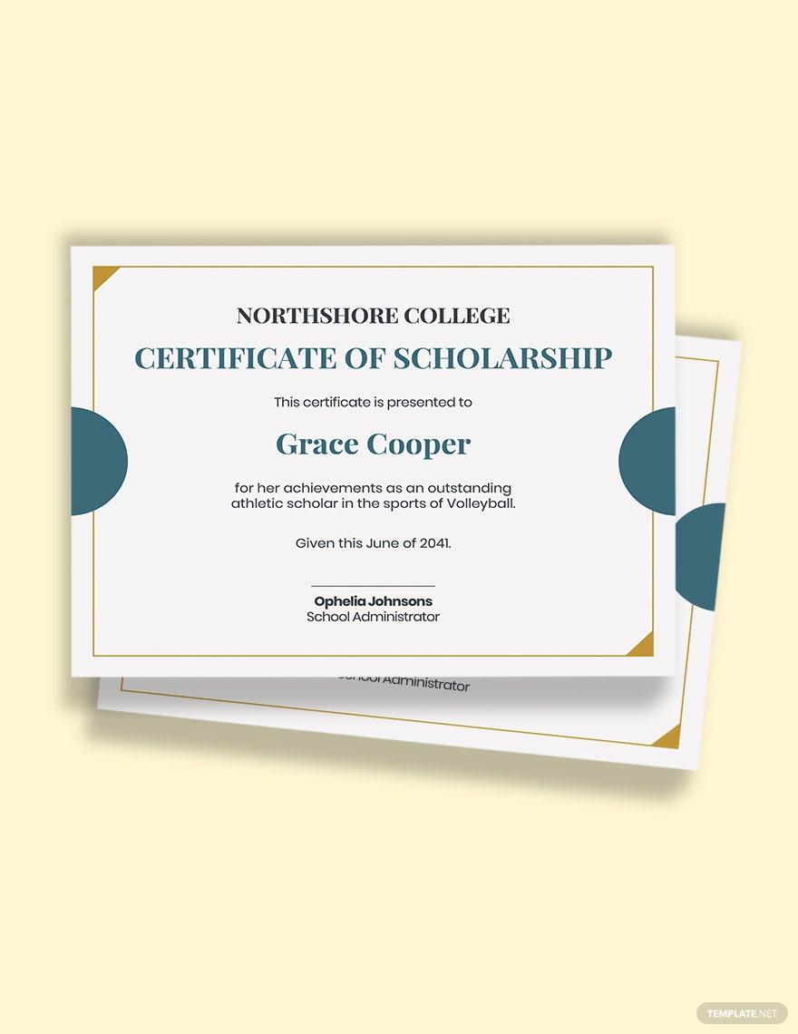 College Scholarship Certificate Template - Word  Template.net