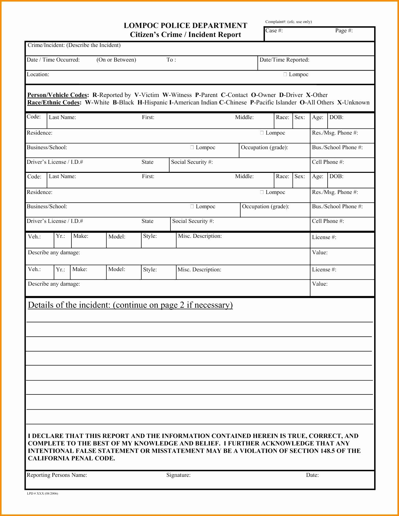 Collision Shop New Client Information Template Within Fake Police Report Template