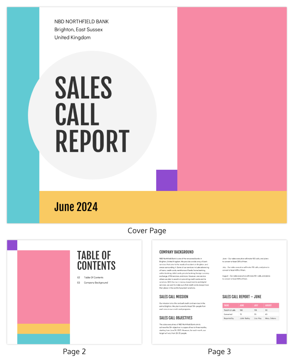 Color Block Sales Call Report Template For Sales Call Report Template