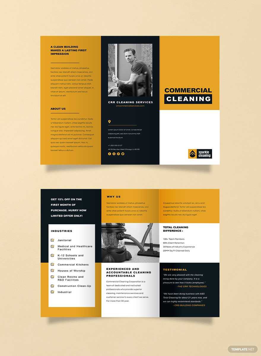 Commercial Cleaning Brochure Template – Illustrator, Word, Apple  Inside Commercial Cleaning Brochure Templates