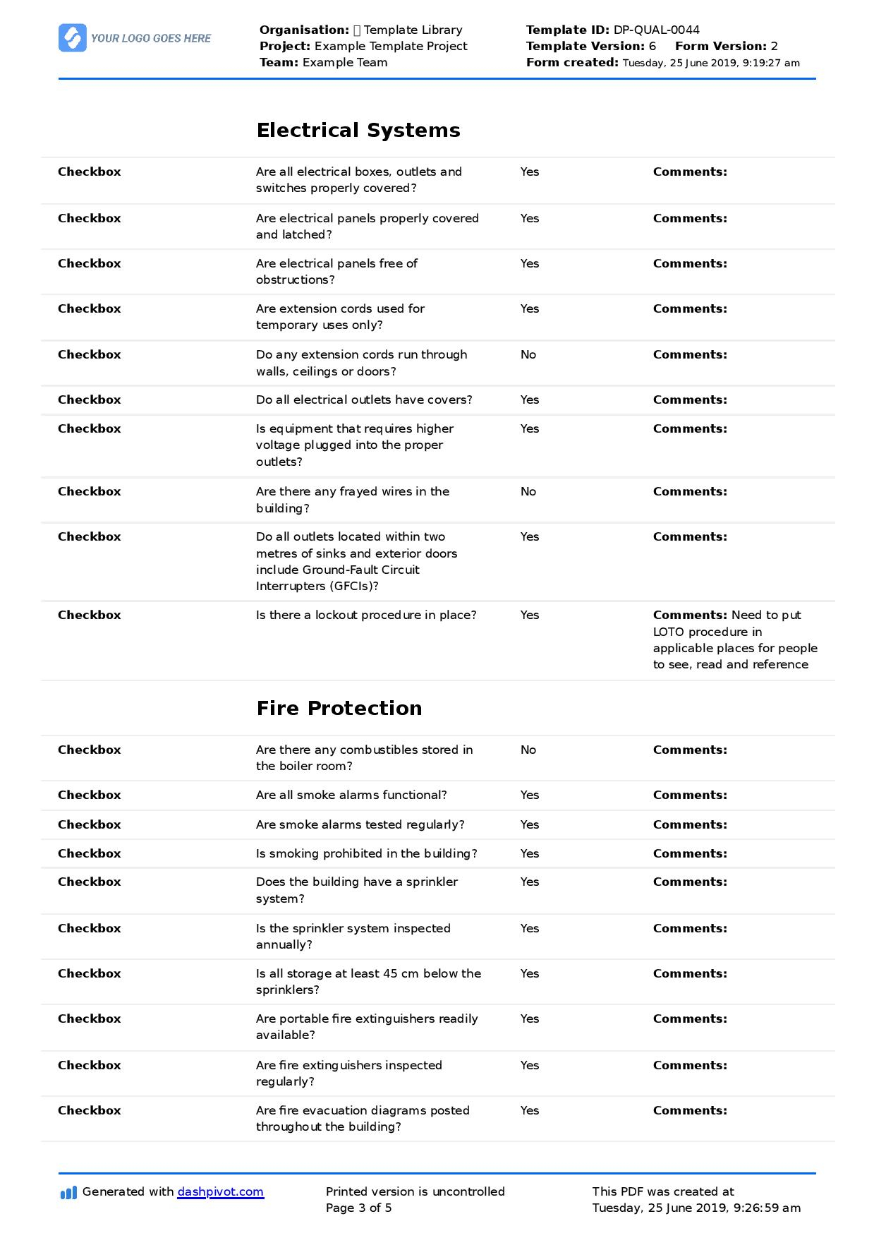 Commercial Property Inspection Checklist template (Use it free here) Intended For Property Management Inspection Report Template