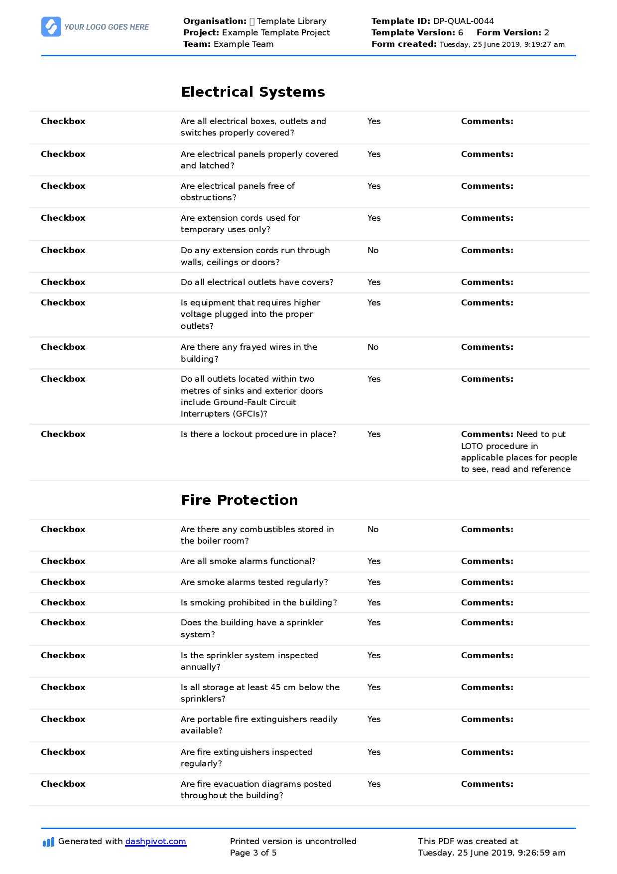 Commercial Property Inspection Checklist Template (Use It Free Here) Intended For Property Management Inspection Report Template