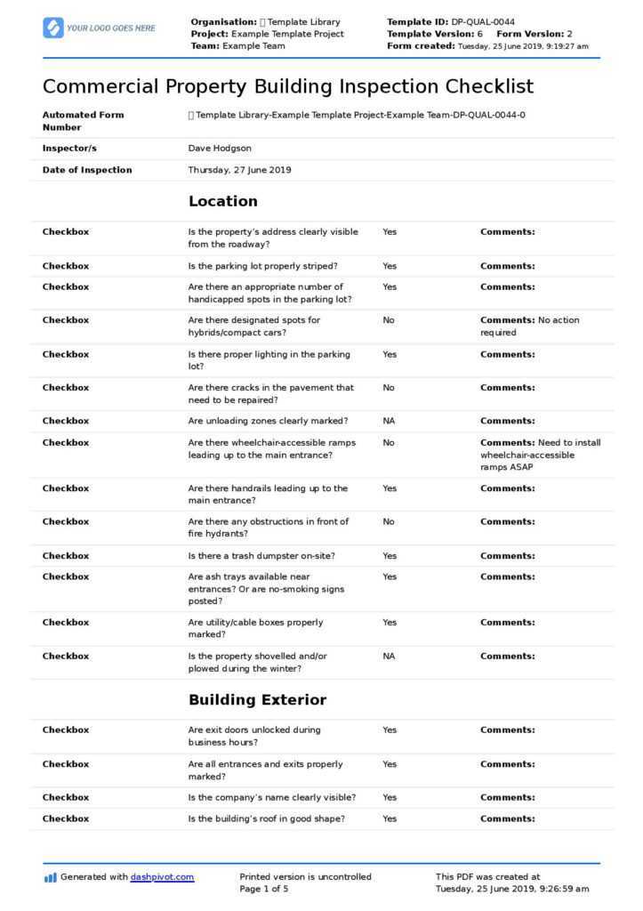 Commercial Property Inspection Checklist Template (Use It Free Here