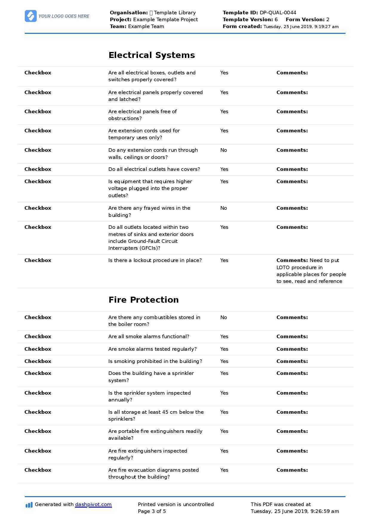 Commercial Property Inspection Checklist template (Use it free here) Regarding Commercial Property Inspection Report Template