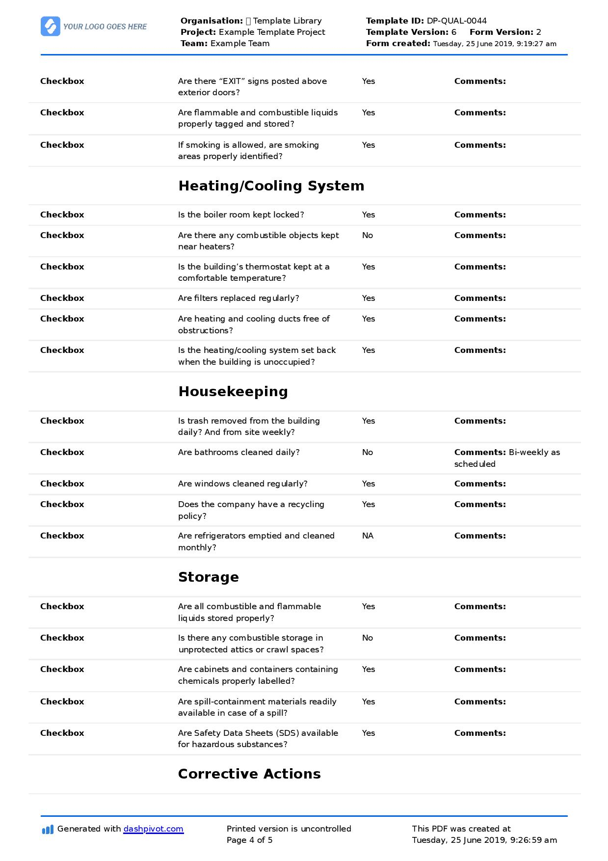 Commercial Property Inspection Checklist template (Use it free here) Throughout Commercial Property Inspection Report Template