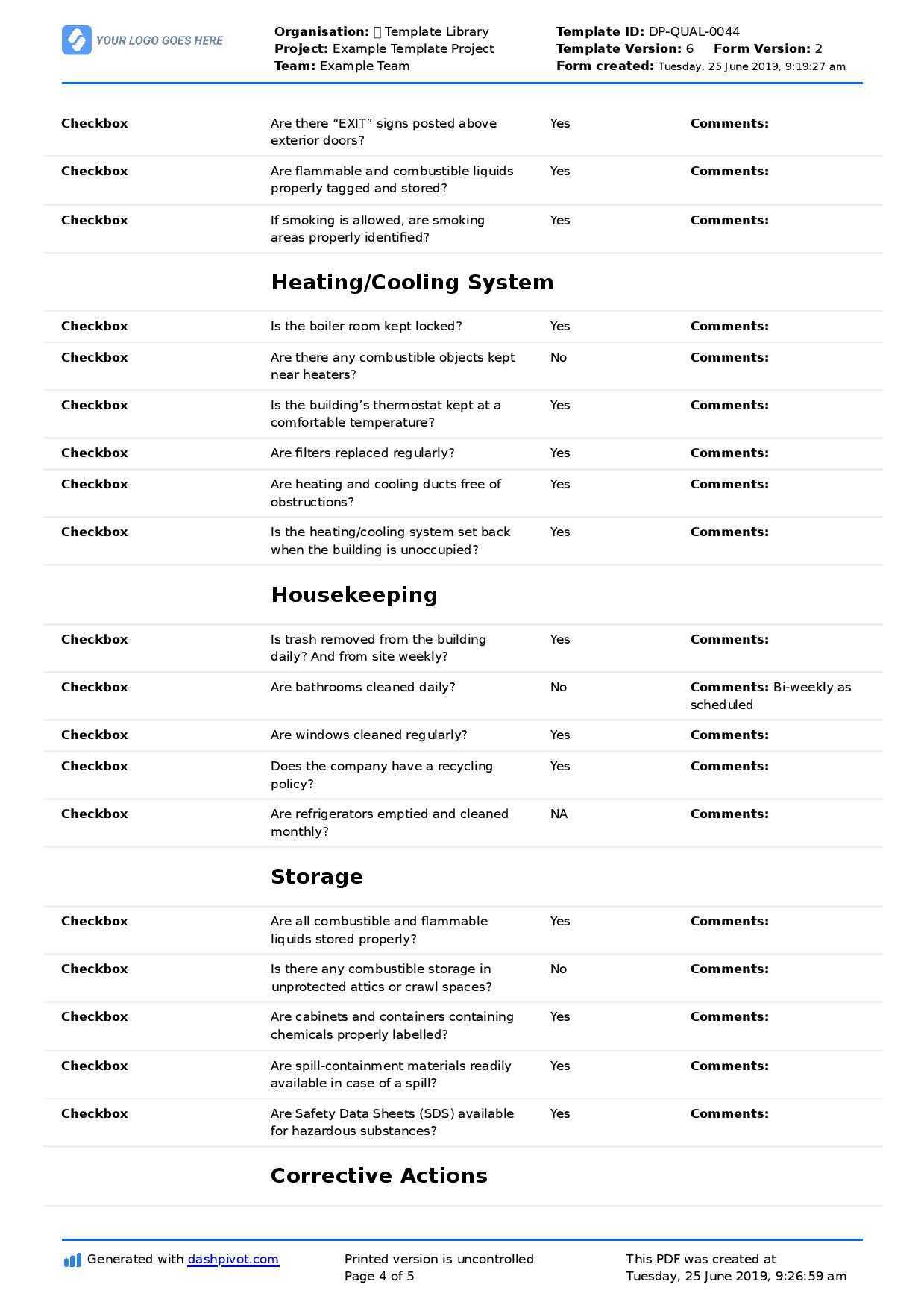 Commercial Property Inspection Checklist Template (Use It Free Here) Throughout Commercial Property Inspection Report Template