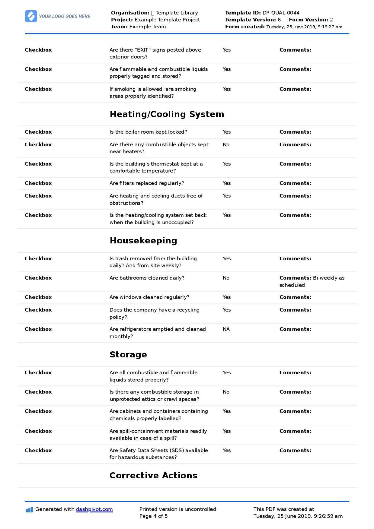 Commercial Property Inspection Checklist template (Use it free here) Throughout Property Management Inspection Report Template