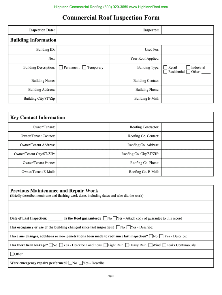 Commercial Roof Inspection Checklist Pdf: Fill Out & Sign Online  Throughout Commercial Property Inspection Report Template