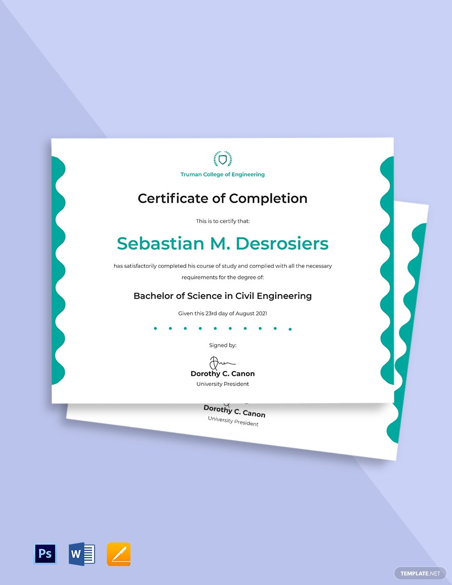 Completion Certificate Templates - Design, Free, Download  Intended For Free Training Completion Certificate Templates