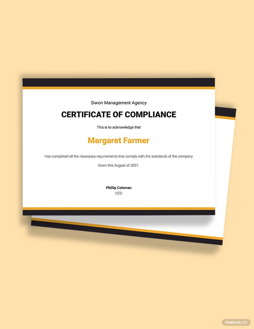 Compliance Certificates Templates – Design, Free, Download  Regarding Certificate Of Compliance Template