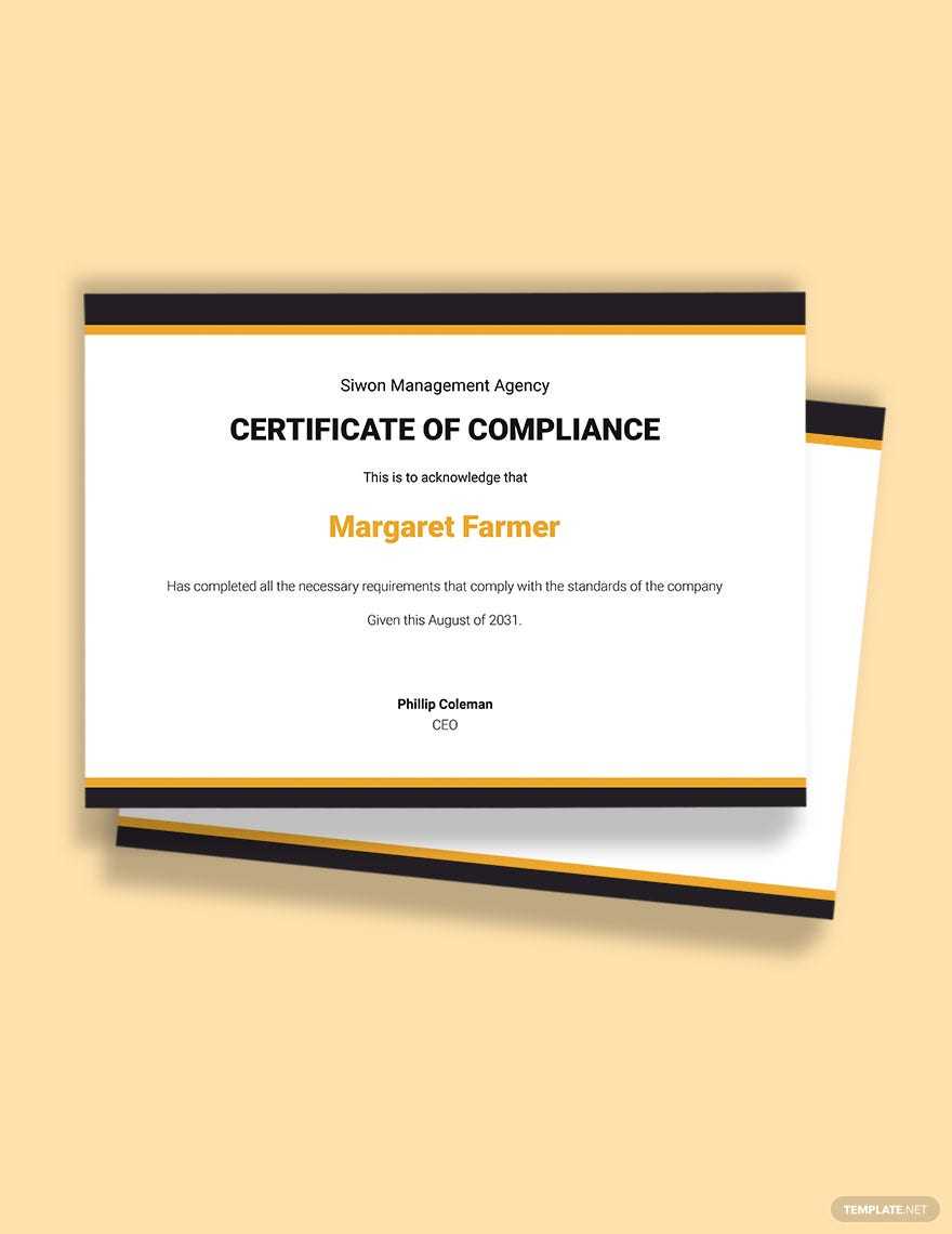 Compliance Certificates Templates - Design, Free, Download  Regarding Certificate Of Compliance Template