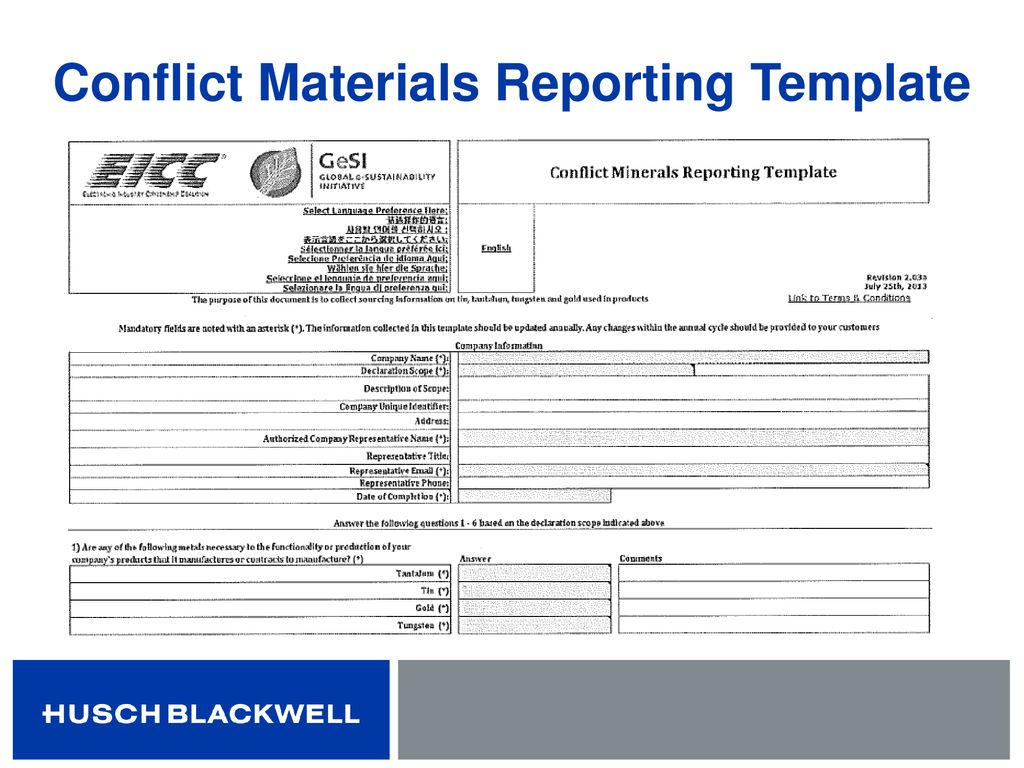 Conflict Minerals: Not Just for Public Companies – What Every  Intended For Eicc Conflict Minerals Reporting Template