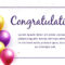 Congratulation Banner With Colorful Balloons And Space For Text On  With Regard To Congratulations Banner Template