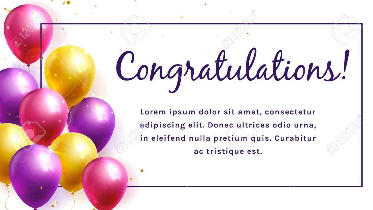 Congratulation Banner With Colorful Balloons And Space For Text On  With Regard To Congratulations Banner Template