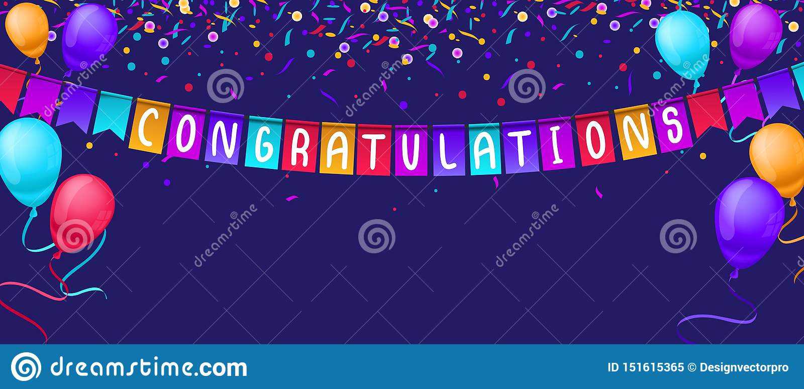 Congratulations Banner Template With Balloons And Confetti  Within Congratulations Banner Template