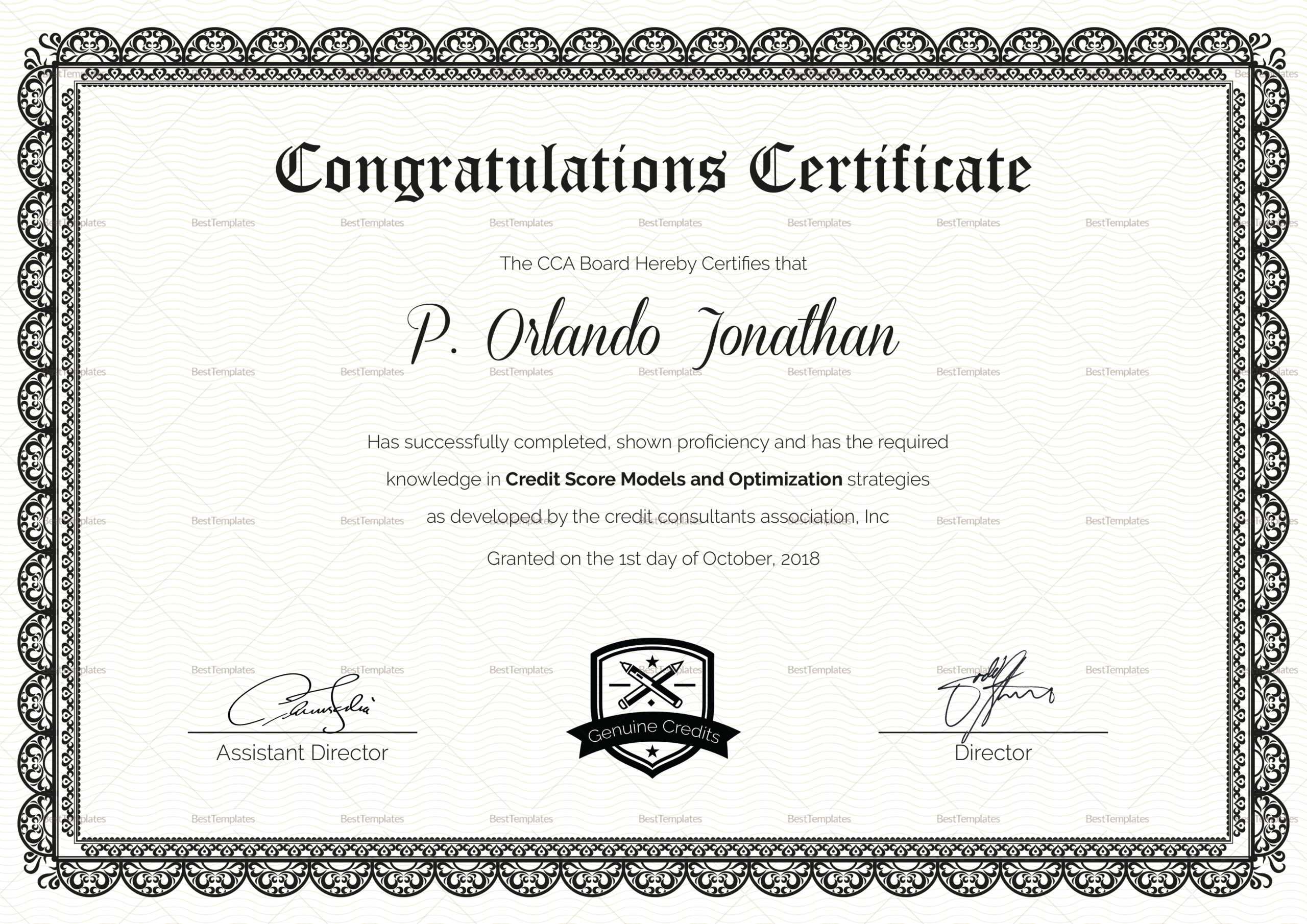 Congratulations Certificate Design Template In PSD, Word Throughout Congratulations Certificate Word Template