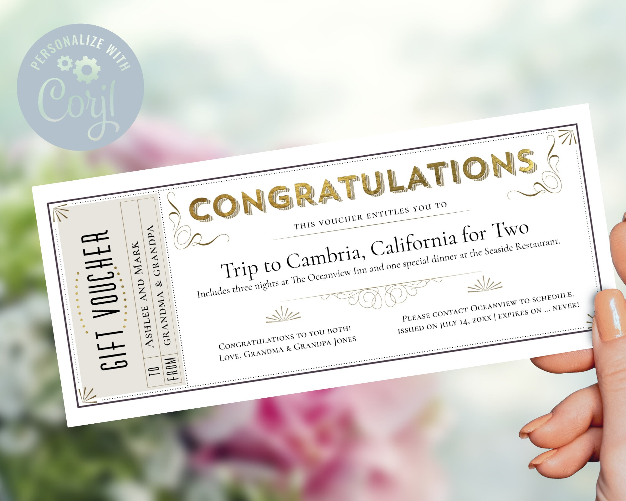 Congratulations Gift Certificate Template / Editable Gift - Etsy For This Entitles The Bearer To Template Certificate