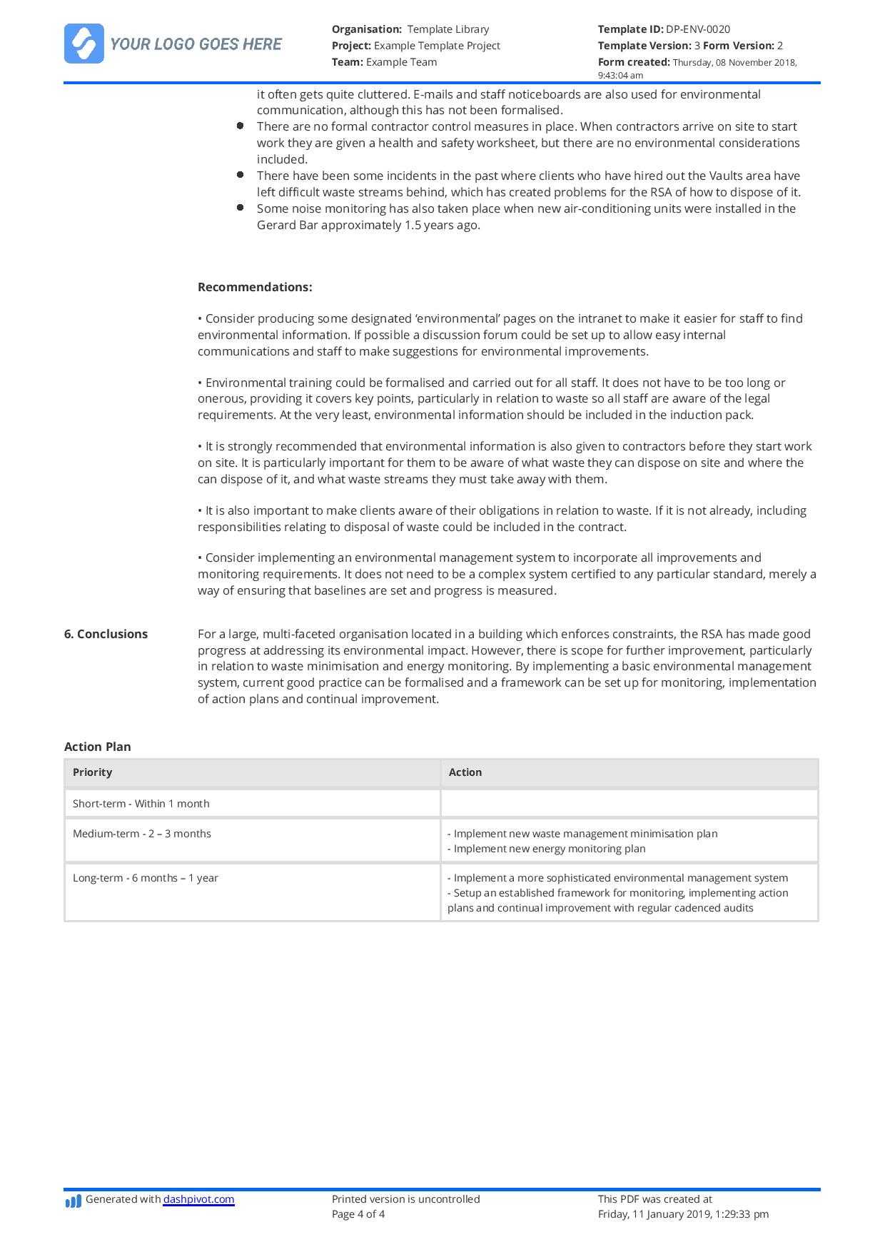 Construction Audit Report sample: For safety, quality, environmental In Information System Audit Report Template