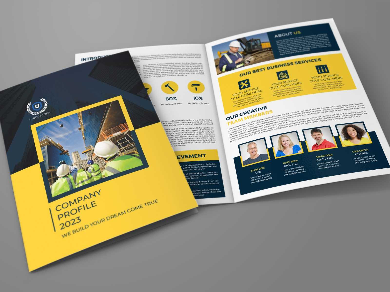 Construction Company Profile Brochure Template by OWPictures on