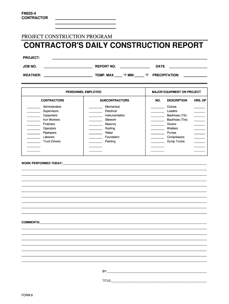 Construction Daily Report Template – Fill Online, Printable  Intended For Construction Daily Report Template Free