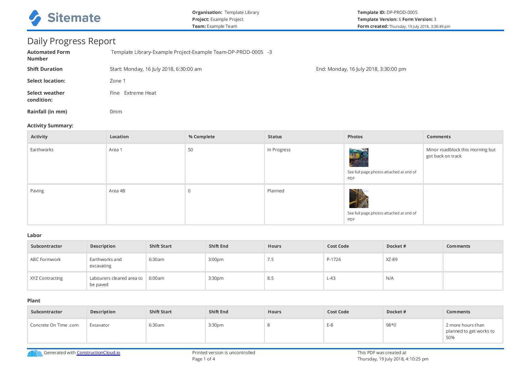 Construction Site Daily Progress Report Template: Use It Free For Construction Status Report Template