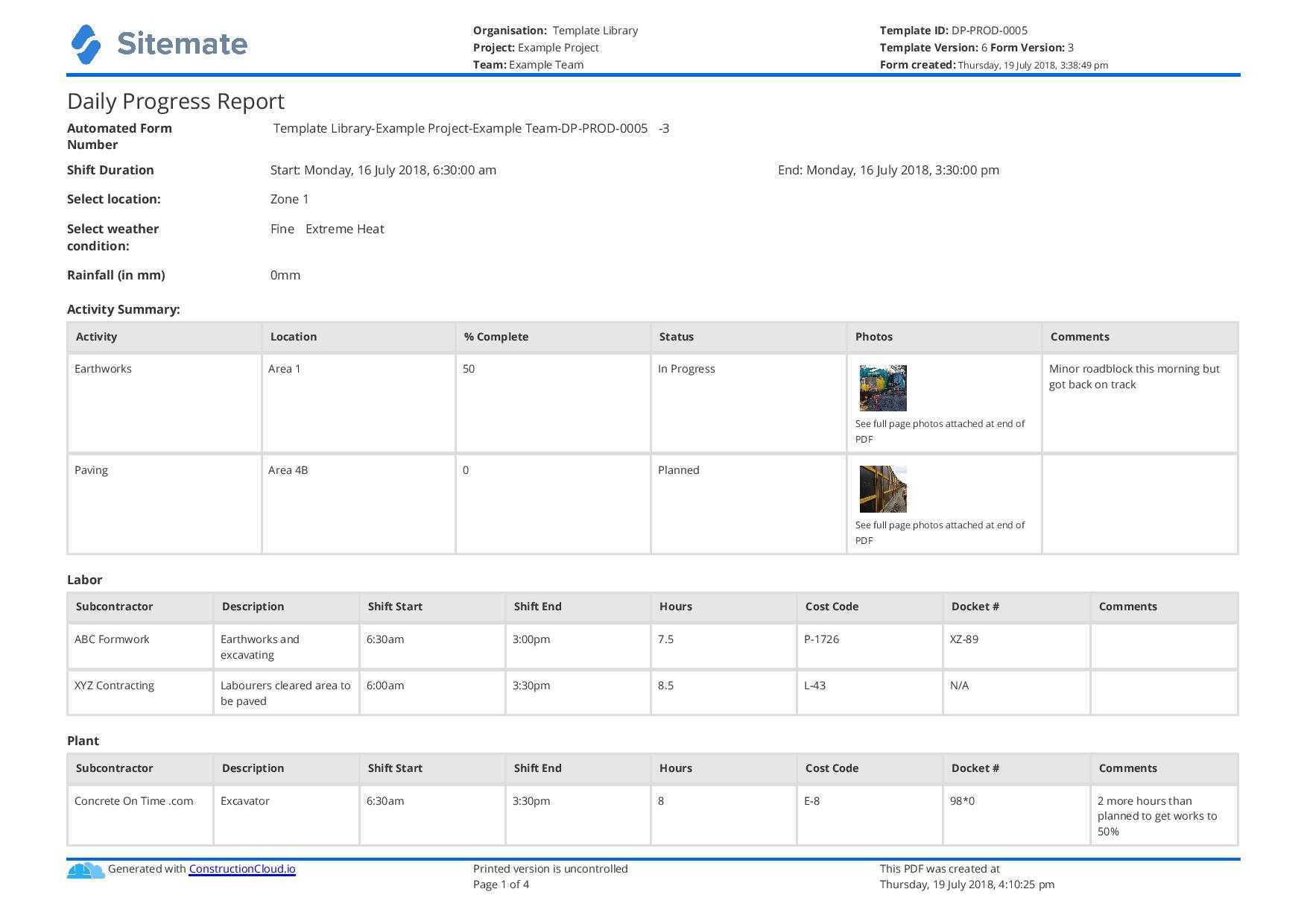 Construction Site Daily Progress Report template: Use it free For Engineering Progress Report Template