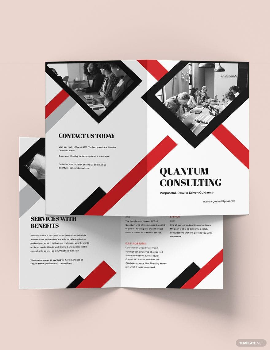 Consulting Bi-Fold Brochure Template - Illustrator, InDesign, Word  Inside Open Office Brochure Template