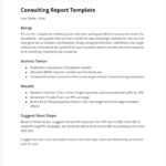 Consulting Report Template (For Any Type Of Consultant  Intended For Consultant Report Template