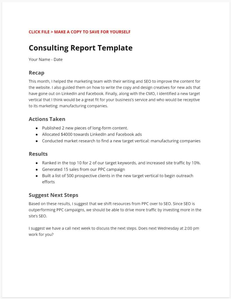 Consulting Report Template (For Any Type Of Consultant  Intended For Consultant Report Template