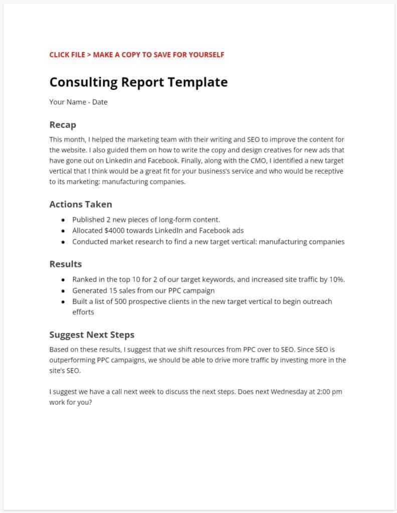 Consulting Report Template (For Any Type Of Consultant  Intended For Consultant Report Template