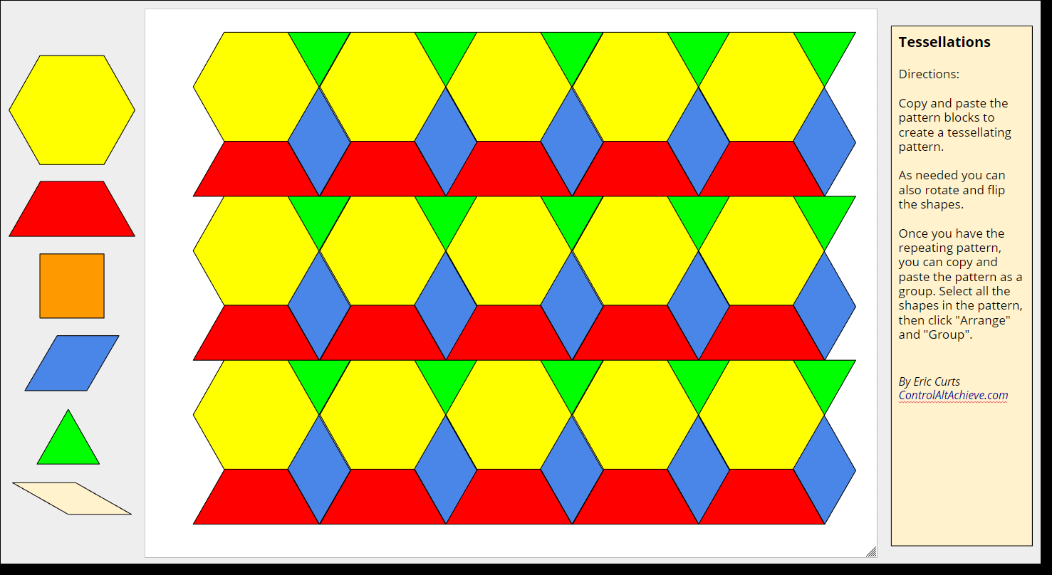 Control Alt Achieve: Pattern Block Templates And Activities With  Inside Blank Pattern Block Templates