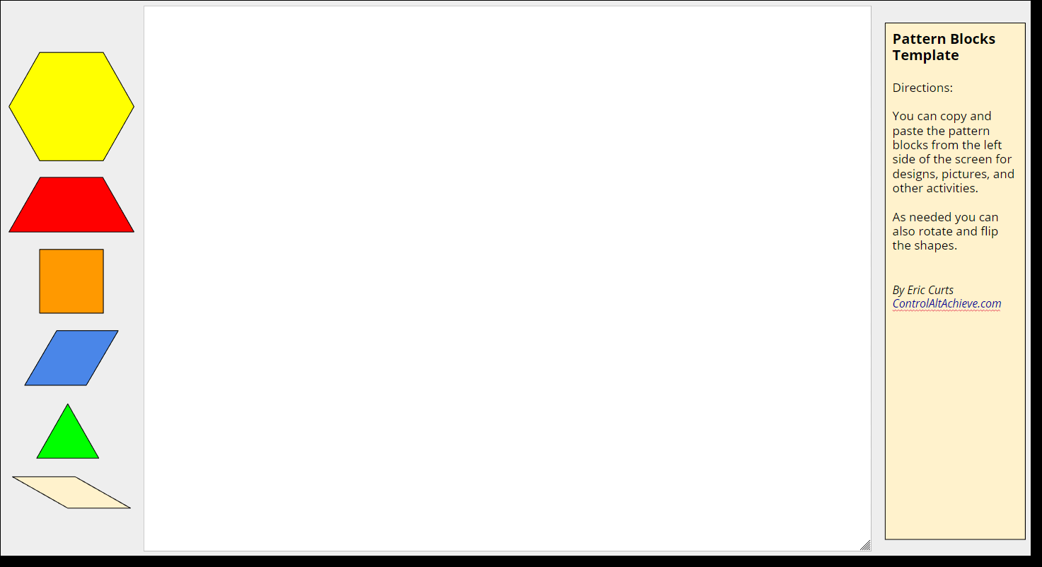 Control Alt Achieve: Pattern Block Templates and Activities with  Within Blank Pattern Block Templates