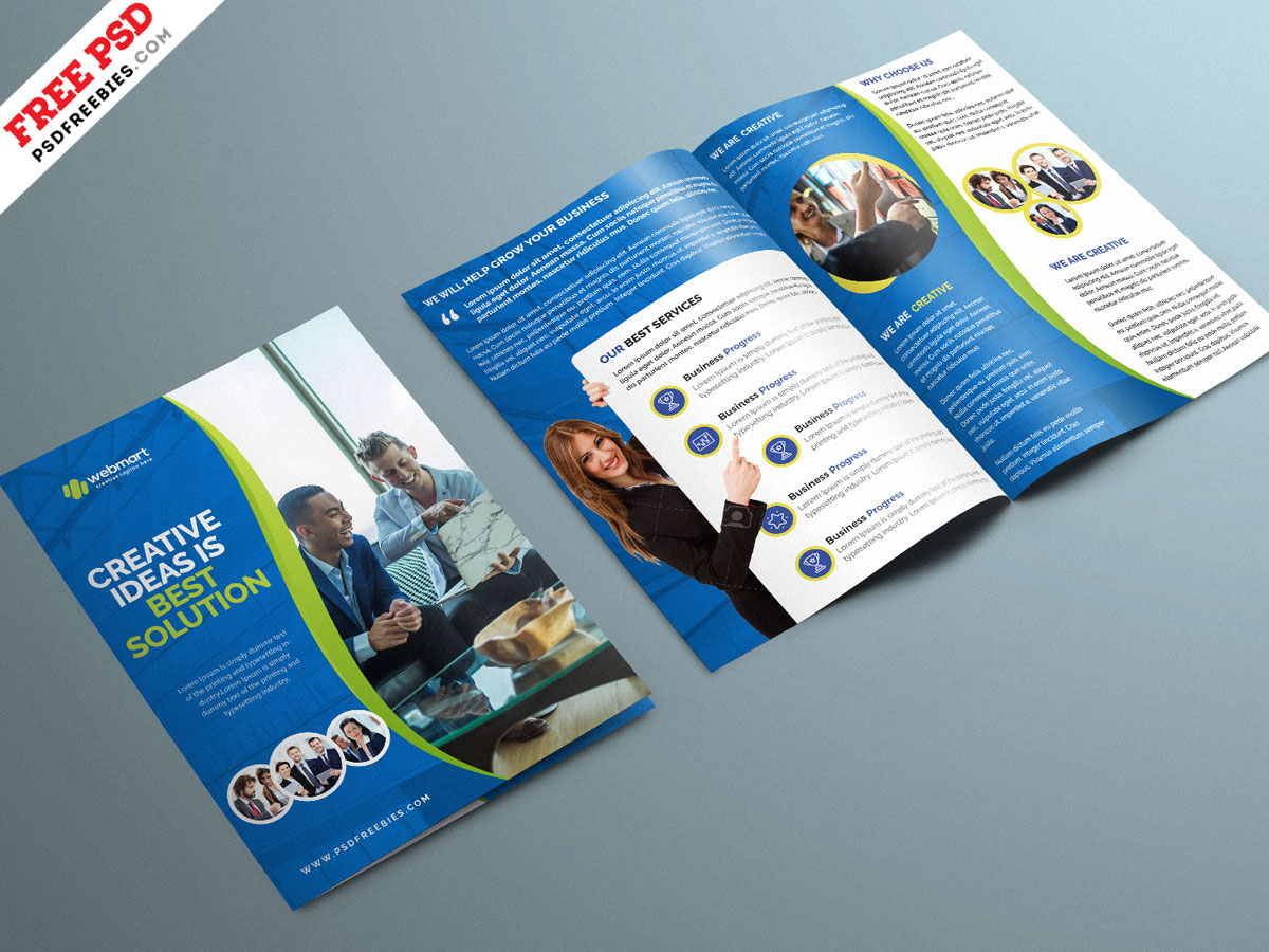 Corporate BiFold Brochure PSD Template – PSDFreebies