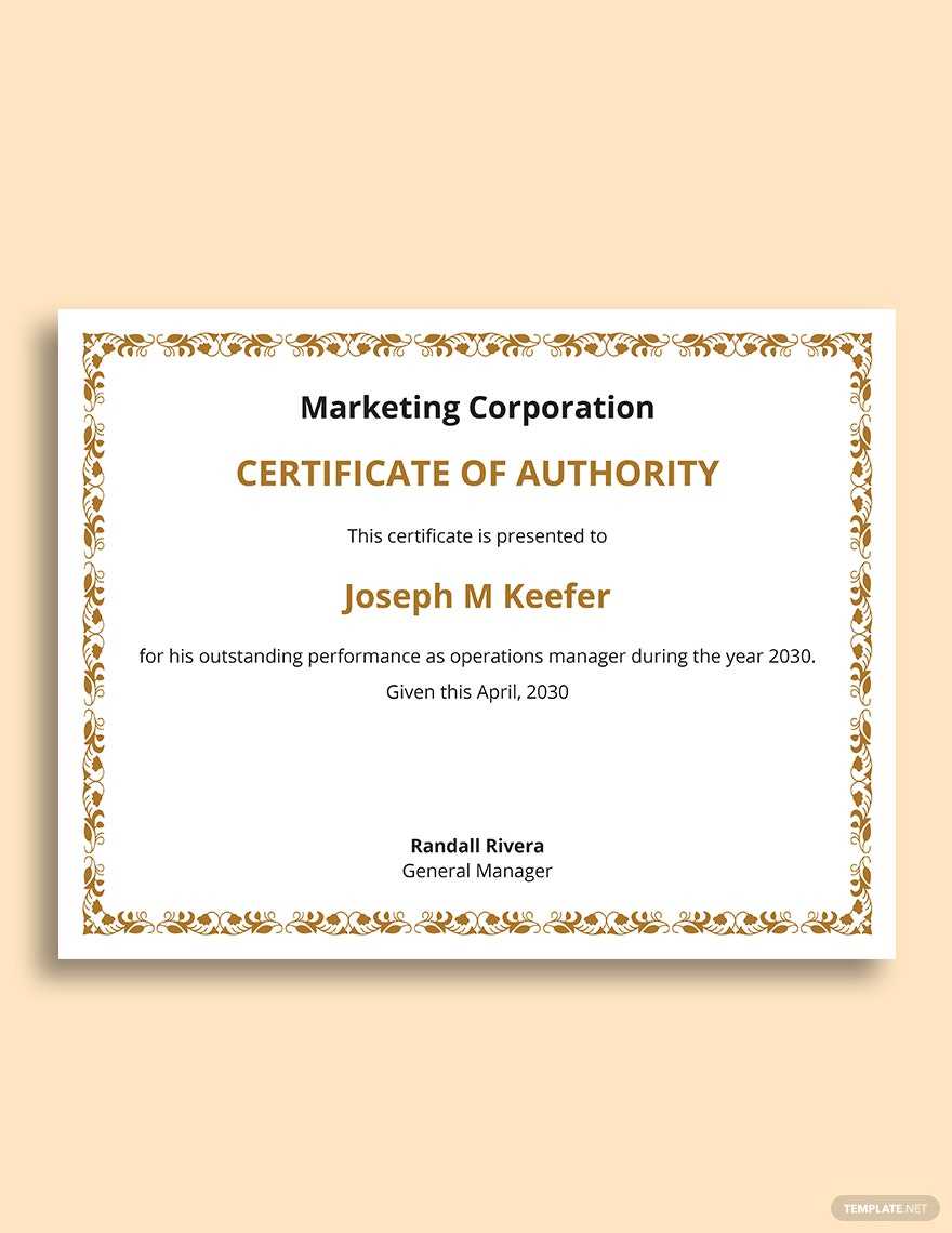 Corporate Certificate Of Authority Template - Word Template Corporate Certificate Of Authority Template - Word Template