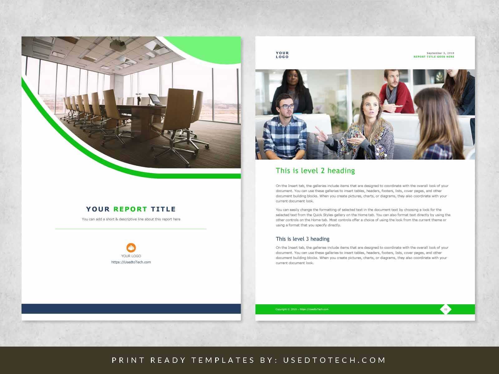 Corporate Report Design Template In Microsoft Word – Used To Tech In Report Cover Page Template Word