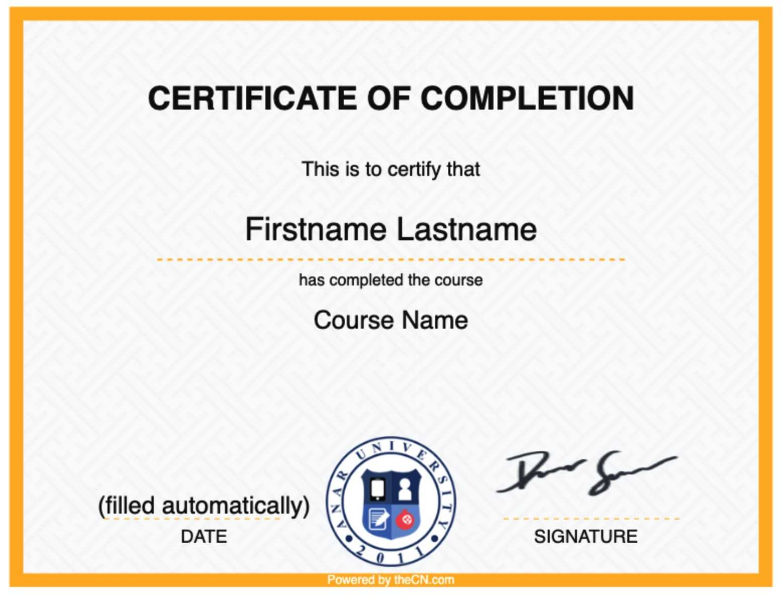 Course Completion Certificate (Admin and Instructor Guide  Pertaining To Class Completion Certificate Template