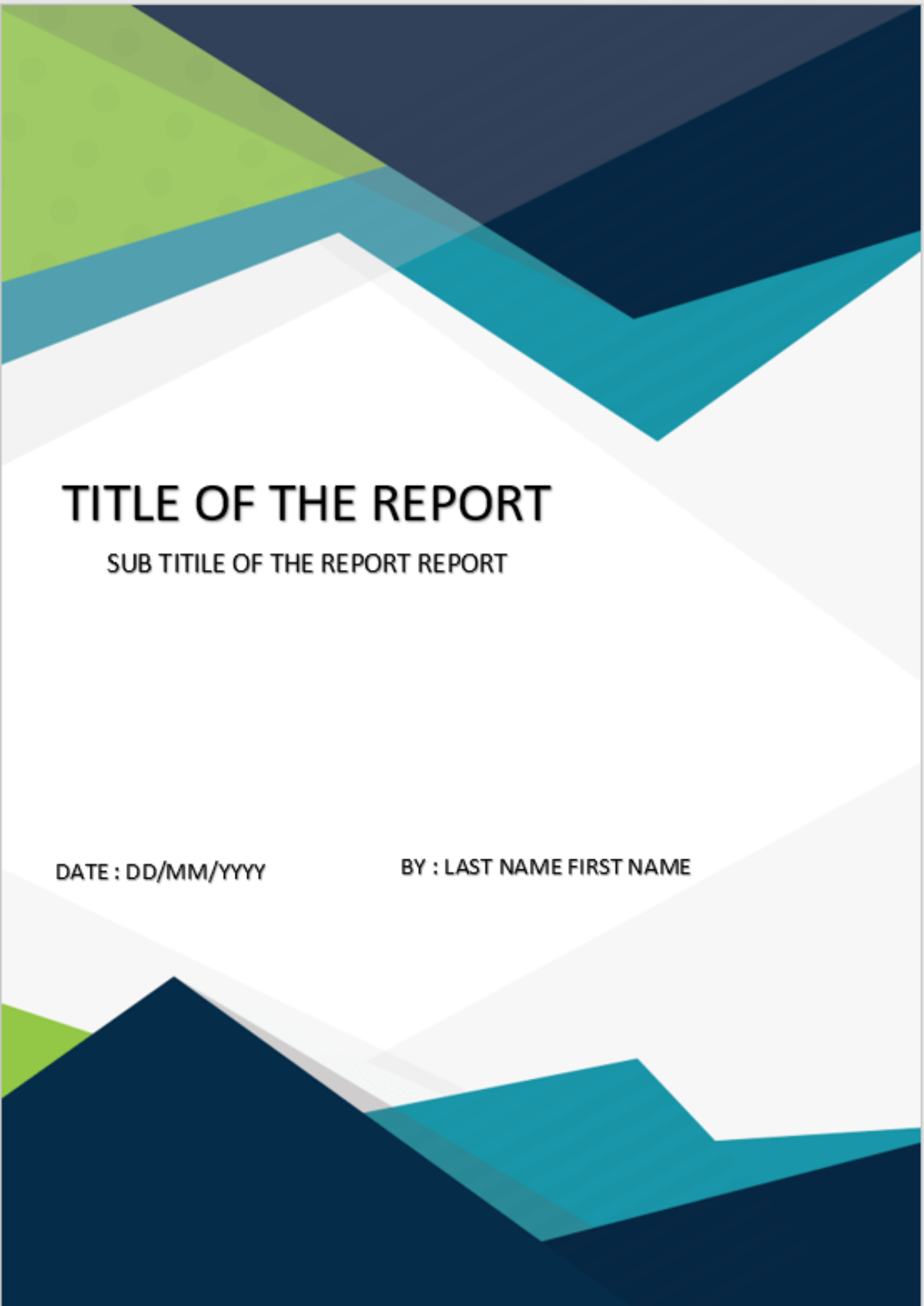 Cover Page - Download Template For MS Word - Mountains Shape Cover With Regard To Cover Page Of Report Template In Word