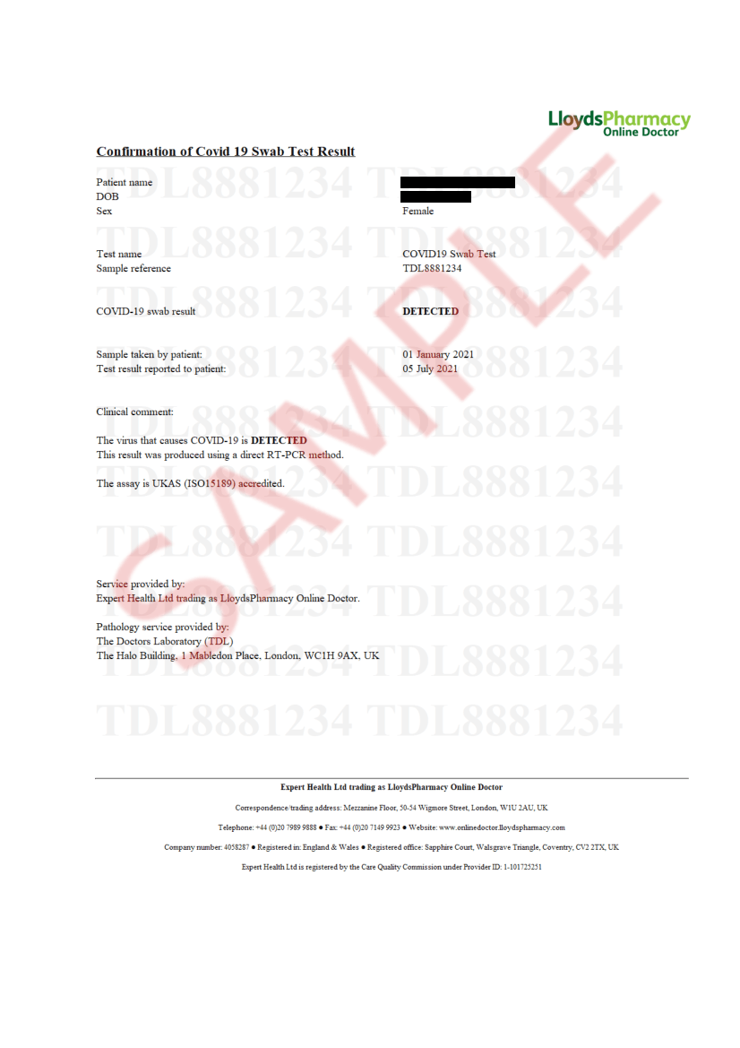 COVID-10 Test Certificate  LloydsPharmacy Online Doctor UK Intended For Fit To Fly Certificate Template