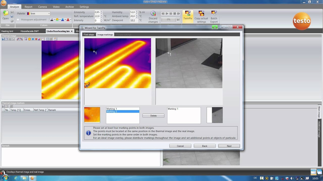 Creating a thermography report with the testo IRSoft software  Be sure